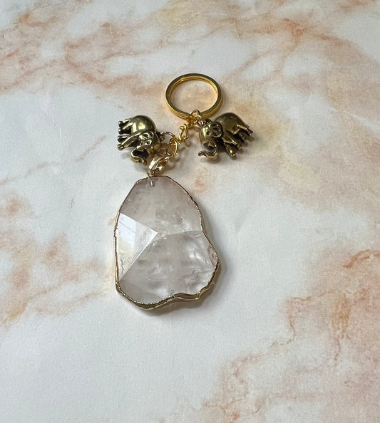 Faux Quartz Elephant Keychain